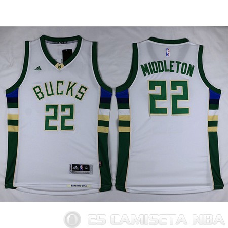 Camiseta Middleton #22 Milwaukee Bucks Blanco - Haga un click en la imagen para cerrar